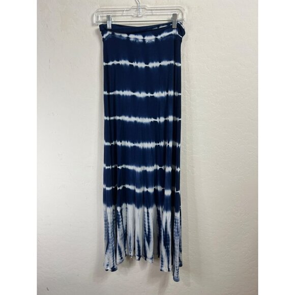 Design History Sz M Blue White Tie Die Maxi Skirt Long Skirt Flowy Boho - Picture 1 of 4